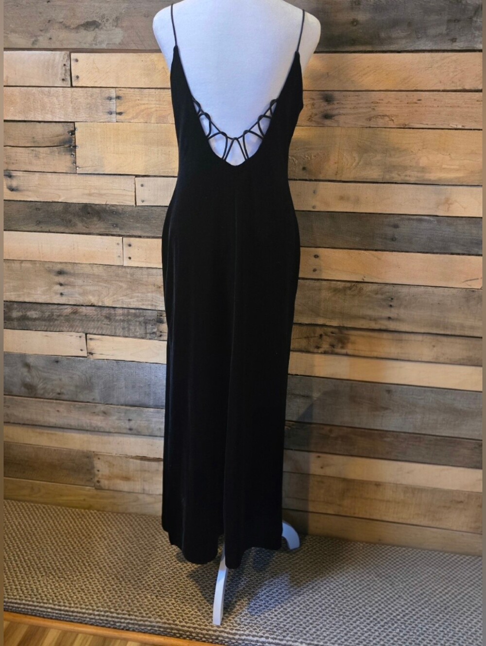 Vintage 80's Velvet Black Long Dress Size 8